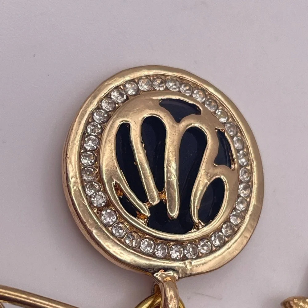 Vintage Gold Tone Islamic Allah Ayatul Kursi Coin Charm Brooch Evil Eye Hamsa